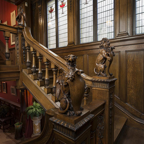 main stairs at evergreen museum and library