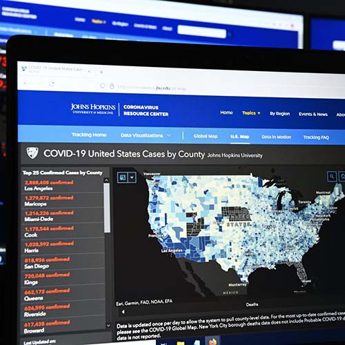 screenshot of coronavirus resource center Johns Hopkins