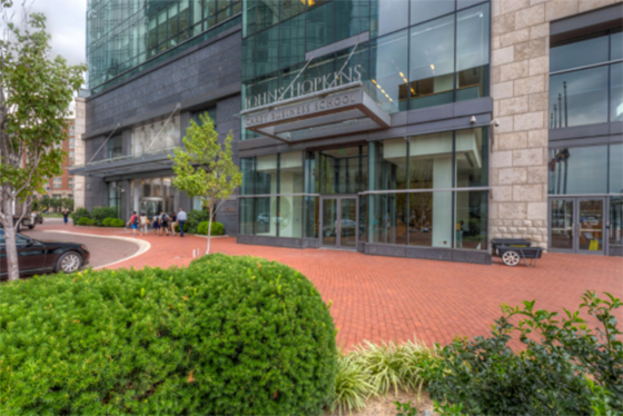 front of carey business school building