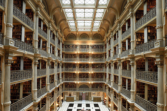 central view of george peabody library