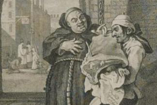 illustration of two men holding a slab of meat